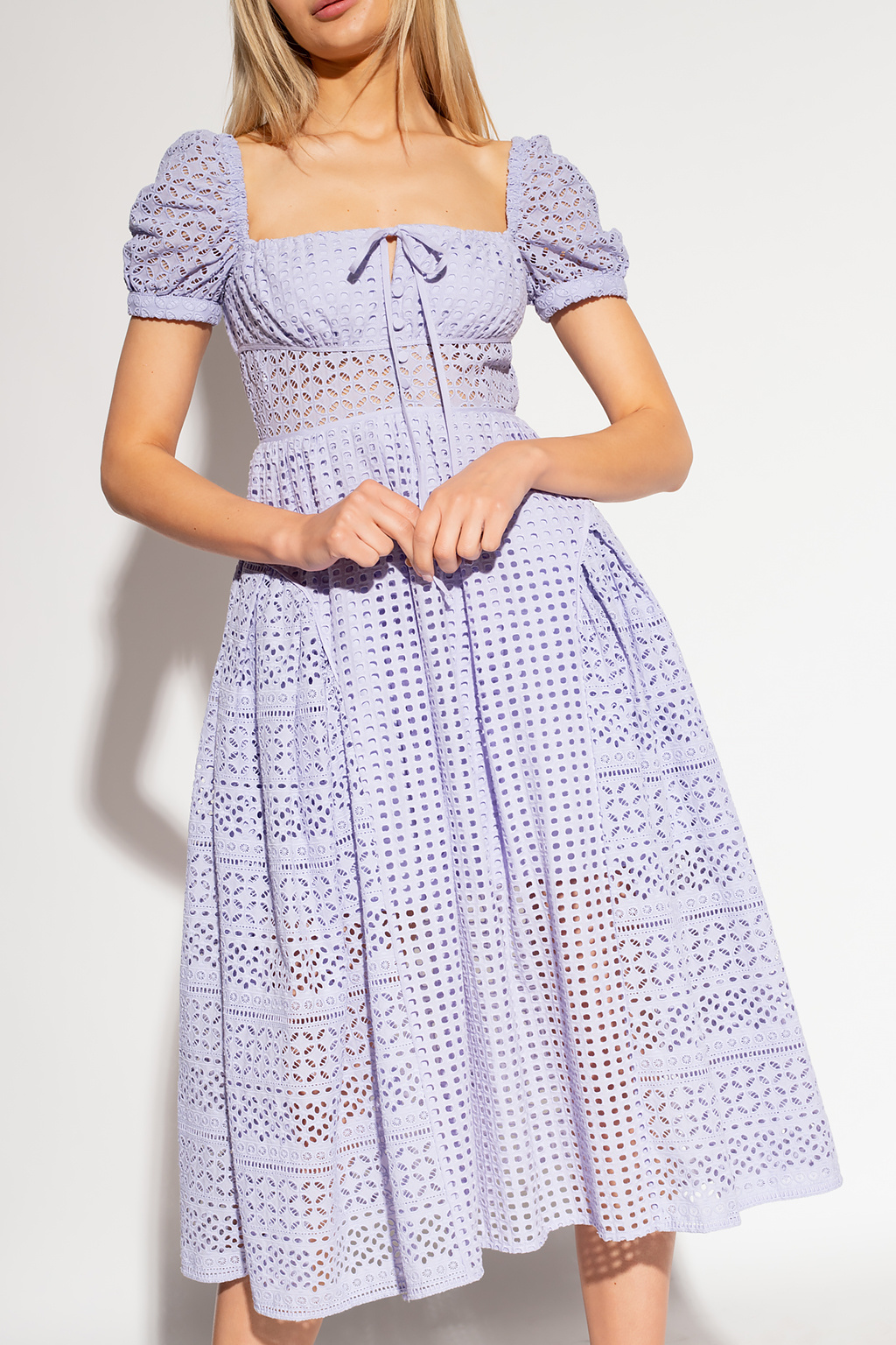 Self-Portrait puff sleeve midi dress - SchaferandweinerShops